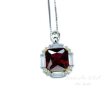 Ruby Necklace - Pigeon Blood Red Ruby Pendant - White gold @ Sterling Silver - July Birthstone 8 mm 2.5 CT Square Cut Red Ruby Jewelry #301