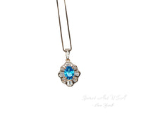 Blue Topaz Necklace - Small Blue Topaz Pedant - Tiny Rose gold Coated Sterling Silver - Gemstone Flower Style #191