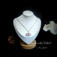 Ruby Necklace - Gemstone Lotus Flower Ruby Pendant - White gold @ Sterling Silver - July Birthstone - Yoga Necklace #602