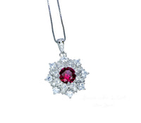 Luxury Ruby Necklace - white sapphire - Delicate Ruby Pendant - 18k @ Sterling Silver - Diamond Snow Flower Pendant gypsophila Flower #972