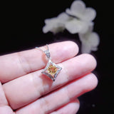 Dainty Genuine Citrine Necklace - Sterling Silver Gemstone Halo Style Dainty Natural Citrine Pendant - 1 CT November Birthstone Jewelry #534