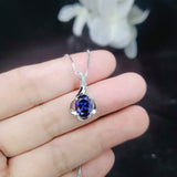 Tanzanite Necklace - 18KGP @ Sterling Silver - Oval Blue Tanzanite Pendant - Flower Petal - December Birthstone #463