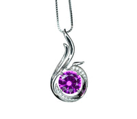 Pink Sapphire Necklace - Sterling Silver - Phoenix Necklace - Round 2 CT Pink Sapphire Pendant - Phoenix Bird Jewelry - 18KGP #692