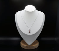 Morganite Necklace - Three Petal Style Morganite Pendant - 18KGP @ Sterling Silver #420