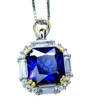 Solitaire Tanzanite Necklace - Deep Royal Blue Tanzanite Pendant - 18KGP @ Sterling Silver - December Birthstone - Square Scissor Cut #413