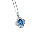 Blue Sapphire Pendant Sterling Silver Gemstone Flower OF Life Ruby Necklace - Birthstone Pink Sapphire Sunstone garnet Citrine Jewelry 192