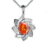 Orange Sunstone Necklace - 18kGP Sterling Silver - Gemstone Milky Way Necklace - Spiral Galaxy Energy Vortexes Windmill Pendant 2.8 CT #856