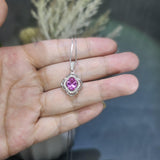 Small Pink Tourmaline Necklace- Sterling Silver Gemstone Flower OF Life Pendant - Oval 2 ct pink tourmaline jewelry #996