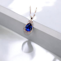 Tanzanite Necklace - Rose gold coated Sterling Silver Blue Tanzanite Pendant - 2.75 CT Lab Created Energic December Birthstone #953