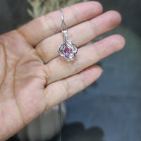 Small Pink Tourmaline Necklace- Sterling Silver Gemstone Flower OF Life Pendant - Oval 2 ct pink tourmaline jewelry #996