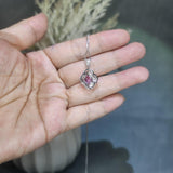 Small Pink Tourmaline Necklace- Sterling Silver Gemstone Flower OF Life Pendant - Oval 2 ct pink tourmaline jewelry #996