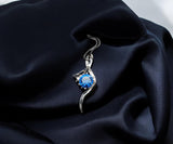 Blue Sapphire Necklace White Gold Sterling Silver Dynamic Bow Swirl 2 CT Blue Pendant September Birthstone Infinity S Style #558