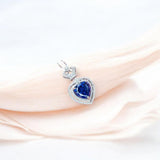 Tanzanite Necklace - Gemstone Royal Ocean Heart Tanzanite Pendant - 7 CT Double Halo Crown Blue Tanzanite Titanic Jewelry #896