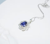 Blue Tanzanite Necklace - Milky Way Spiral Pendant - 18KGP Sterling Silver - 3 CT Galaxy Energy Vortexes Windmill Tanzanite Jewelry #998