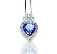 4 CT Tanzanite Heart Necklace - White gold coated Sterling Silver - Deep blue heart Pendant - Lab Created Energic Tanzanite Jewelry #573