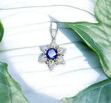 Gemstone Star Blue Tanzanite Necklace - 18KGP Sterling Silver - 6 Point Star Pendant - 2CT Hexagram Deep Blue Tanzanite Jewelry #882