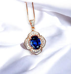 1.5 ct Tanzanite Pendant Necklace - Rose gold Sterling Silver Flower OF Life Small Tanzanite Necklace - December Birthstone #290