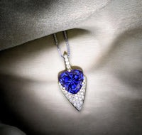 Large Trillion Cut Blue Tanzanite Necklace - 18KGP Sterling Silver - Protective Queen's Guard Sword Pendant - December Birthstone #766