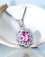 Pink Tourmaline Necklace - Sterling Silver Royal Flower of Life Necklace - 2 CT Pink Tourmaline Jewelry #381