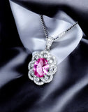 Pink Tourmaline Necklace - Sterling Silver Royal Flower of Life Necklace - 2 CT Pink Tourmaline Jewelry #381