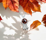 Large Spessartite Garnet Necklace - Dream Catcher Pendant - 18kgp @ Sterling Silver - Red Orange Garnet Jewelry #691