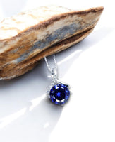 2 CT Tanzanite Necklace Simple Bowknot Lab Created Energic Blue Tanzanite Pendant 18k @ Sterling silver Minimalist Blue Gemstone #167