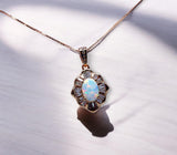 Opal Necklace - Tiny White Opal Rose gold 18KGP @ Sterling Silver - Small Gemstone flower style Opal Jewelry #308