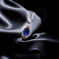 Tanzanite Necklace - Rose gold coated Sterling Silver Blue Tanzanite Pendant - 2.75 CT Lab Created Energic December Birthstone #953