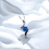 Blue Sapphire Necklace White Gold Sterling Silver Dynamic Bow Swirl 2 CT Blue Pendant September Birthstone Infinity S Style #558