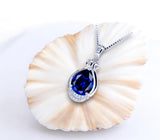 Teardrop Tanzanite Necklace - White gold coated Sterling Silver 2 CT Blue Tanzanite Jewelry #480