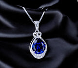 Teardrop Tanzanite Necklace - White gold coated Sterling Silver 2 CT Blue Tanzanite Jewelry #480