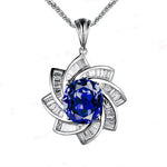 Blue Tanzanite Necklace - Milky Way Spiral Pendant - 18KGP Sterling Silver - 3 CT Galaxy Energy Vortexes Windmill Tanzanite Jewelry #998