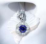 Tanzanite Necklace - Rose Flower Pendant - 18KGP @ Sterling Silver December Birthstone - Rose Flower Lab Created Blue Tanzanite Jewelry #457