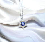 Gemstone Star Blue Tanzanite Necklace - 18KGP Sterling Silver - 6 Point Star Pendant - 2CT Hexagram Deep Blue Tanzanite Jewelry #882