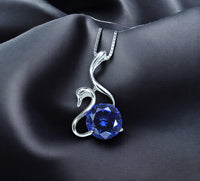 Tanzanite Necklace Sterling Silver Swan Pendant - December Birthstone - Simple Solitaire 18kgp - Tanzanite Jewelry #336