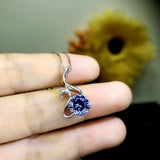 Tanzanite Necklace Sterling Silver Swan Pendant - December Birthstone - Simple Solitaire 18kgp - Tanzanite Jewelry #336