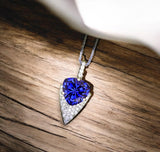 Large Trillion Cut Blue Tanzanite Necklace - 18KGP Sterling Silver - Protective Queen's Guard Sword Pendant - December Birthstone #766