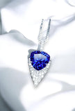 Large Trillion Cut Blue Tanzanite Necklace - 18KGP Sterling Silver - Protective Queen's Guard Sword Pendant - December Birthstone #766