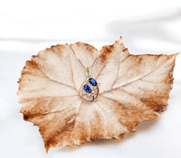 Rose Gold Leaf Tanzanite Necklace - Sterling Silver Leaf Double Stone December Birthstone Tiny Deliciated Tanzanite Pendant #393