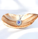 Tanzanite Necklace - 925 Sterling Silver Gemstone Spiral Swirl Gorgeous Lab created Energic Tanzanite Gemstone #795