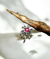 Sterling Silver Firework Ruby Necklace - Firework Necklace - White Gold Plated - July Birthstone - Ruby Jewelry #789