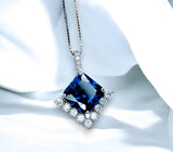 Large Blue Sapphire Necklace - 6.5 CT Square Princess Cut Blue Sapphire Pendant - September Birthstone #770