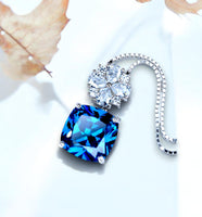 Blue Sapphire Necklace Four leaf clover Style - Cushion Cut - 5 CT Blue Sapphire Pendant Gemstone Flower Bail - 18KGP @ Sterling Silver #674