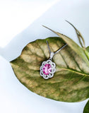 Pink Tourmaline Necklace - Sterling Silver Royal Flower of Life Necklace - 2 CT Pink Tourmaline Jewelry #381