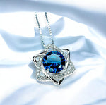 2 CT Blue Sapphire Necklace - Gemstone David Star Necklace - September Birthstone - Dainty Blue Sapphire Pendant #445