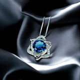 2 CT Blue Sapphire Necklace - Gemstone David Star Necklace - September Birthstone - Dainty Blue Sapphire Pendant #445