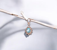 Teardrop Aquamarine Necklace Rose Gold Sterling Silver 2.8 ct Blue Aquamarine Pendant - March Birthstone - Layered Lily Flower Jewelry #750