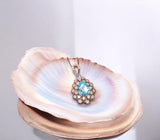 Teardrop Aquamarine Necklace Rose Gold Sterling Silver 2.8 ct Blue Aquamarine Pendant - March Birthstone - Layered Lily Flower Jewelry #750