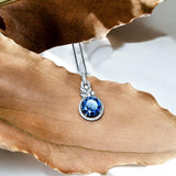 3.8 CT Blue Sapphire Necklace - 18KGP Sterling Silver Flower Petal - September Birthstone - Unique Design Sapphire Pendant #580