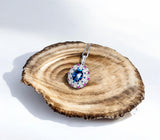 Blue Sapphire Necklace Source Light Style 18KGP @ Sterling Silver - 3 CT Blue Sapphire Pendant - Radiant Blue Sapphire Jewelry #898